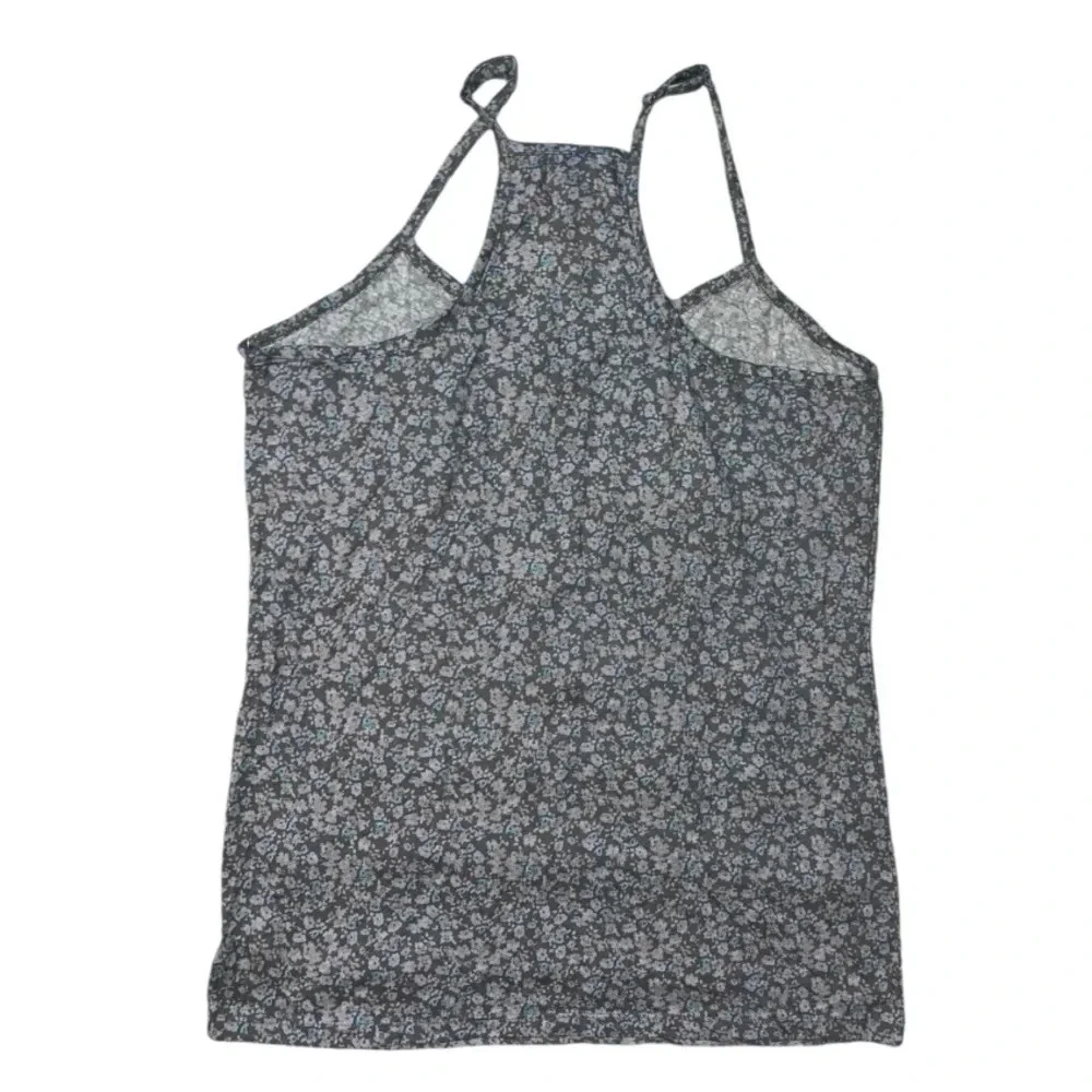 C&S Strappy Racerback Floral Tank Top V Neck Grey With Flowers Size XL - Picture 2 of 5